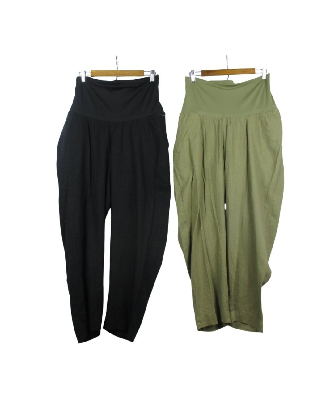 2 Old Navy Maternity Linen-Blend Pants XL Black & Olive Green Casual Comfy Easy